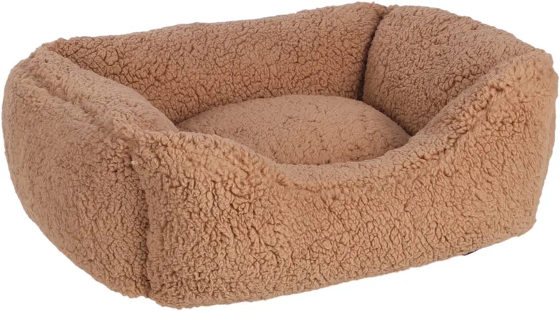 Hondenmand orthopedisch – hondenkussen – hondenbed – Flamingo Felpa Rechthoekig – 50x40x18 cm – pluche mand met memory foam & afneembare hoes – antislip bodem – wasbaar op 30°C fra Flamingo i Mokka – produktbillede