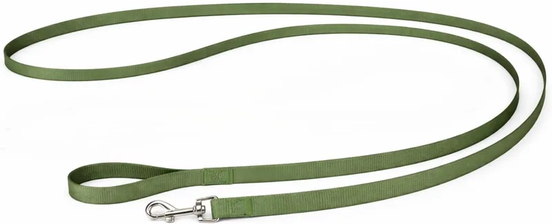 Hondenriem – looplijn hond – Flamingo Ziggi – 300cm x 2,5cm – nylon – glanzende karabijnhaak – voor alle honden – buiten by Flamingo in Kaki – product photo