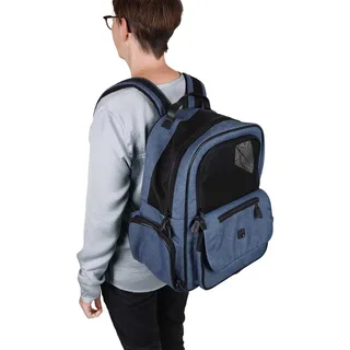 Hondenrugzak – draagtas hond – draagtas kat – Flamingo Wiro – 40x25x41cm – waterdichte bodem – trolleybevestiging – verstelbare riemen – kleine rassen by Flamingo in Blue – product photo 5 of 6