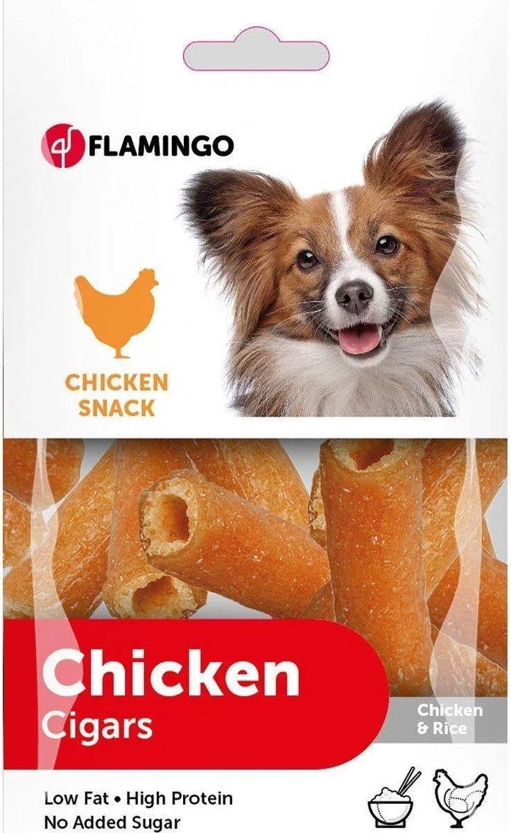 hondensnack Chick'n snack chicken and rice cigar 85gr. Let op: 1 zakje van 85 gram! de Flamingo – photo produit