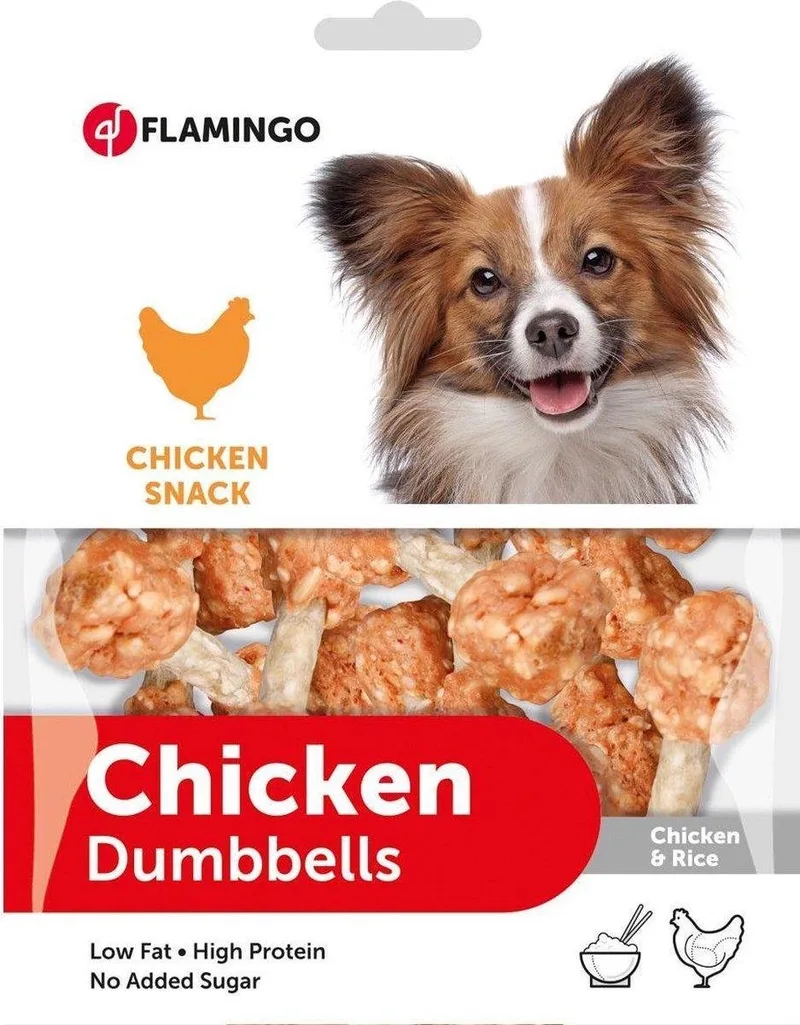 hondensnack Chick'n snack chicken&rice dumbel. Let op: 1 zakje van 150 gram! de Flamingo – photo produit