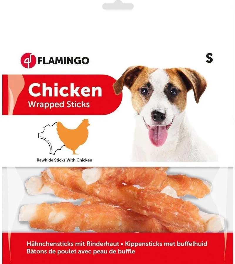 hondensnack Chick'n wrap stick 12cm - 350g. Let op: 1 zakje van 350 gram! de Flamingo – photo produit
