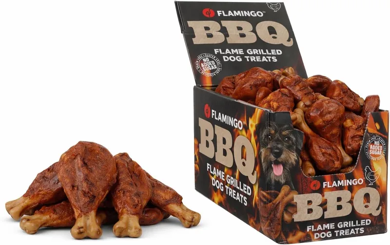 Hondensnack – Flamingo BBQ Kotelet met kip M – 1,9 kg – glutenvrij & graanvrij – zonder toegevoegde suikers – rijk aan eiwitten – met kip, erwtenzetmeel & zoete aardappelmeel by Flamingo – product photo
