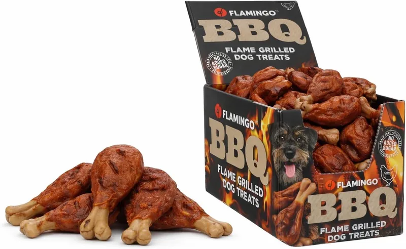 Hondensnack – Flamingo BBQ Kotelet met kip S – 2 kg – glutenvrij & graanvrij – zonder toegevoegde suikers – rijk aan eiwitten – met kip, erwtenzetmeel & zoete aardappelmeel by Flamingo – product photo