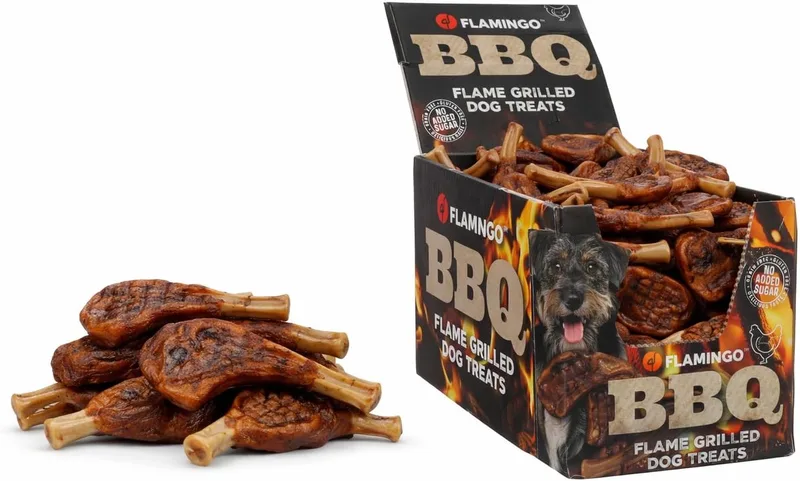 Hondensnack – Flamingo BBQ Kotelet met kip XS – 2 kg – glutenvrij & graanvrij – zonder toegevoegde suikers – rijk aan eiwitten – met kip, erwtenzetmeel & zoete aardappelmeel by Flamingo – product photo