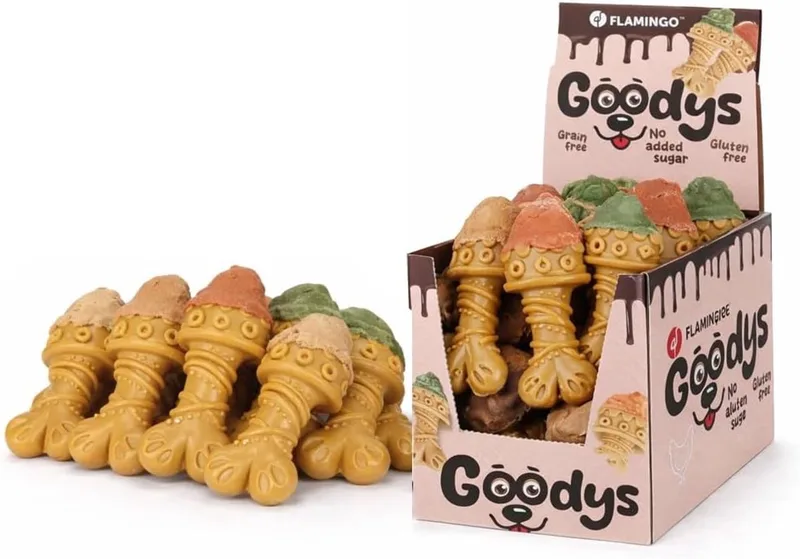 Hondensnack – Flamingo Goodys Ijshoorntje Meerkleurig – 11,5 cm – glutenvrij & graanvrij – met kip & zoete aardappel – zonder toegevoegde suikers – 1,26 kg by Flamingo – product photo