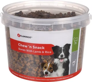 Hondensnack – koekjes met lam & rijst – hondensnacks – honden snacks – hondensnoepjes – zonder toegevoegde suikers – 1,8kg bewaaremmer by Flamingo – product photo 1 of 2