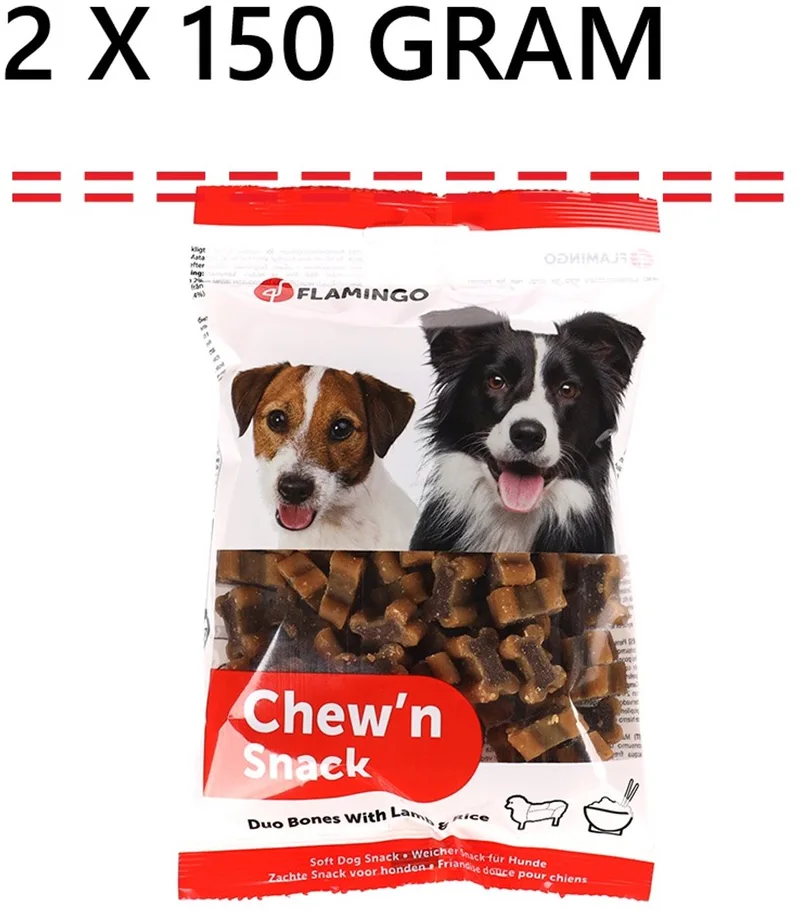 hondensnack - lam en rijst - 150 gr duo bones - soft - *** 2 X *** = 300 gram - beloningssnack voor honden vanaf 9 maanden de Flamingo – photo produit