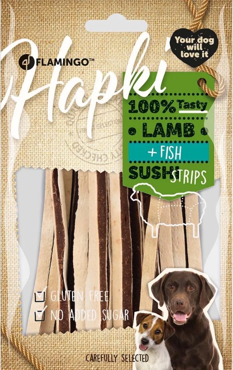 Hondensnack Lamb & Fish Sushi Strips 85 gram van Flamingo – productfoto