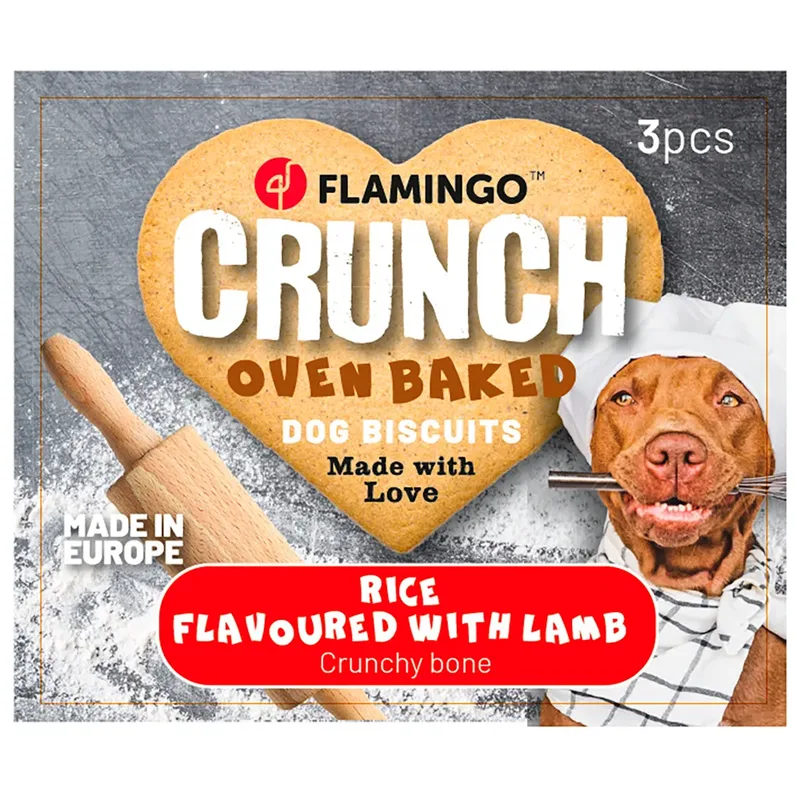 Hondensnack: Lams-en Rijstbiscuit In Botvorm 102g by Flamingo – product photo