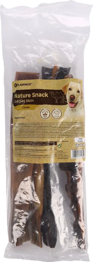 Hondensnack – Nature kamelenhuid – glutenvrije hondensnack – natuurlijke kauwsnack – zonder toegevoegde suikers – 40cm – 400g – Gemaakt in Europa de Flamingo – photo produit 1 sur 2