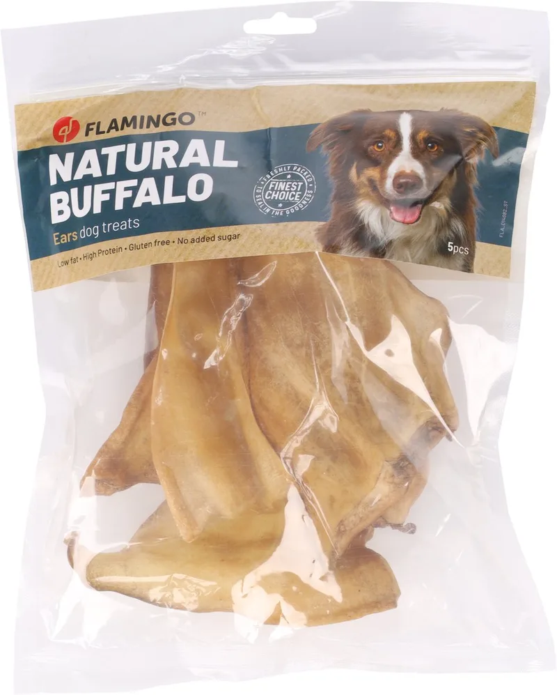 Naturliga Buffelöron Hundgodis 5 Bitar von Flamingo – Produktfoto