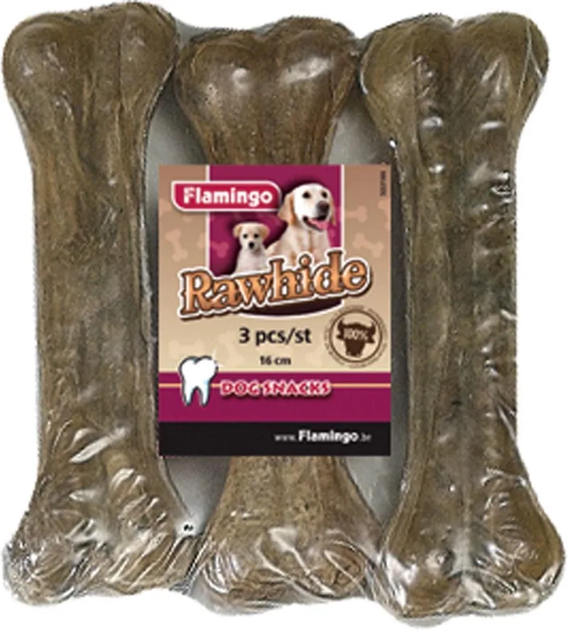 Hondensnack Rawhide Been - 300 gr - 3 stuks x 16 cm de Flamingo – photo produit