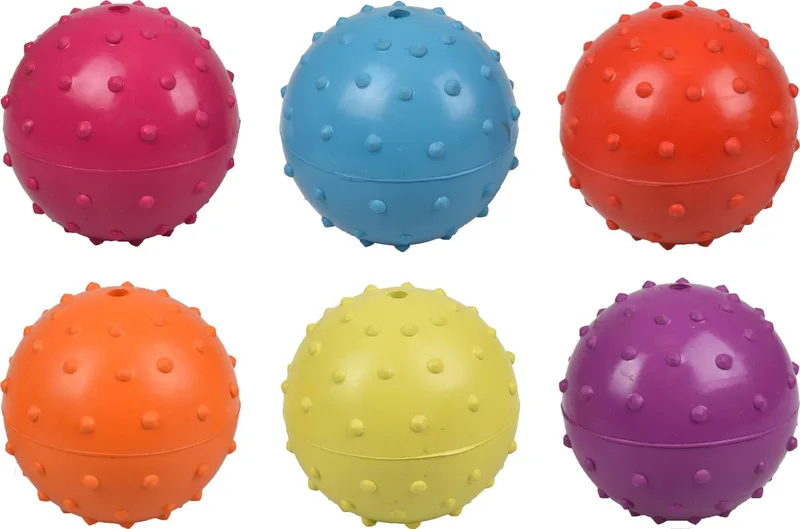Hondenspeelgoed bal rubber met bel - 7 cm de Flamingo en Multicolore – photo produit