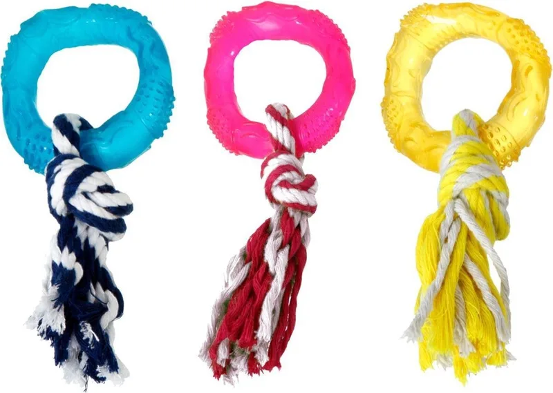 Karlie Jouet Pour Chien Tpr Rope & Ring Assorti de Flamingo en Bleu – photo produit