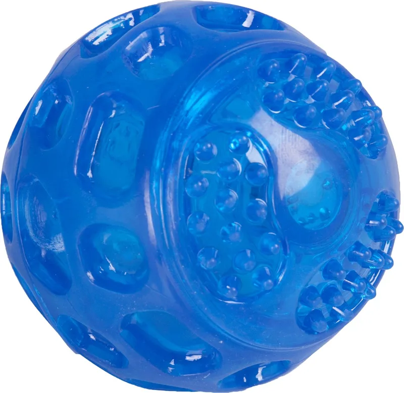 hondenspeelgoed Bordy Bal Blauw – Ø 7,5 cm – LED licht & piepgeluid – TPR rubber – Drijvend speelgoed voor honden by Flamingo in Blauw2 – product photo