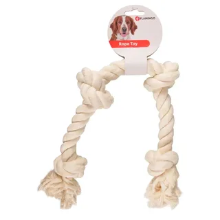 Hondenspeelgoed Cotton Bone Jack met 4 Knopen - 60 cm van Flamingo in Wit – productfoto 2 van 2