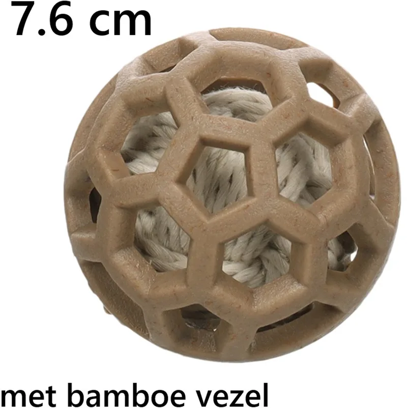hondenspeelgoed - fibre bal - tpr met bamboe vezel en binnenbal - 7.6 cm - - bite and chew de Flamingo en Beige – photo produit