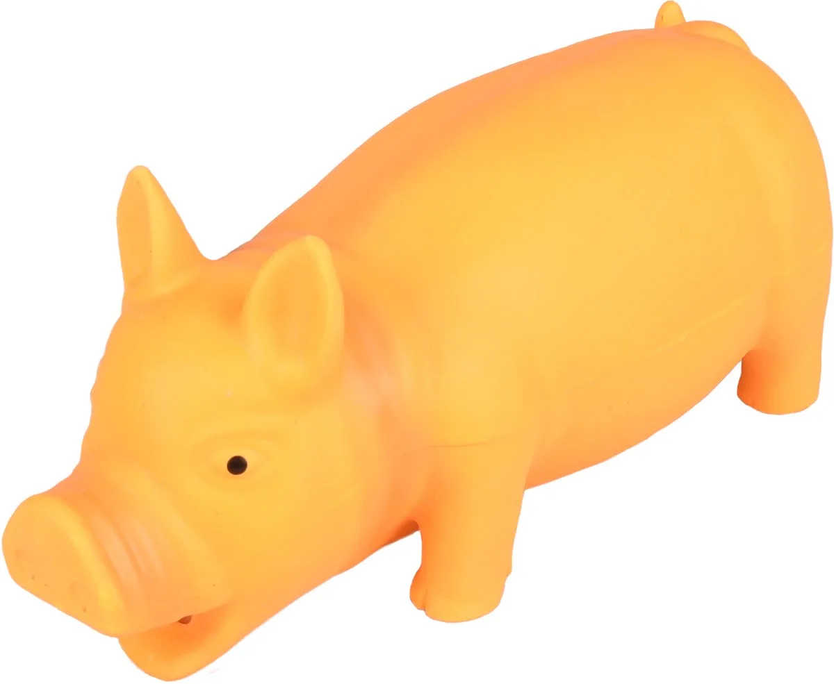 hondenspeelgoed – Fiona Varken 22cm – latex speelgoed met pieper – knorrend speeltje voor honden van Flamingo in Oranje – productfoto