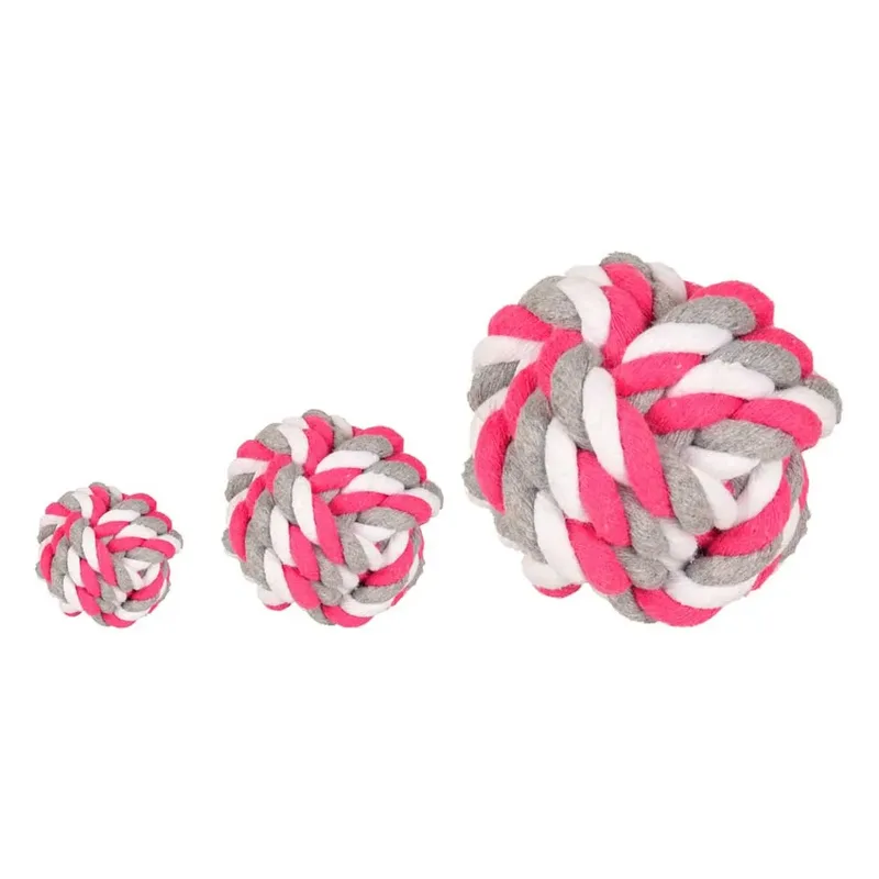 Hondenspeelgoed Fuchsia Knoopbal - Roze/Grijs/Wit - 8.5 cm by Flamingo in Pink – product photo 2 of 2