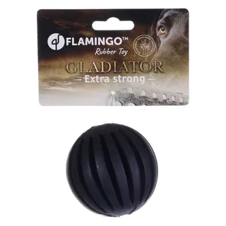 hondenspeelgoed – Gladiator Bal Zwart Ø7,5cm – stuiterende speelbal van sterk rubber – apporteer- en kauwspeeltje voor honden van Flamingo in Zwart2 – productfoto 2 van 3