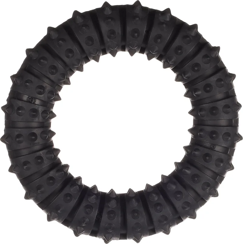 hondenspeelgoed – Gladiator Ring Ø15,5cm – sterk rubberen trek- en apporteerspeeltje – kauwspeelgoed voor honden by Flamingo in Black – product photo 1 of 3
