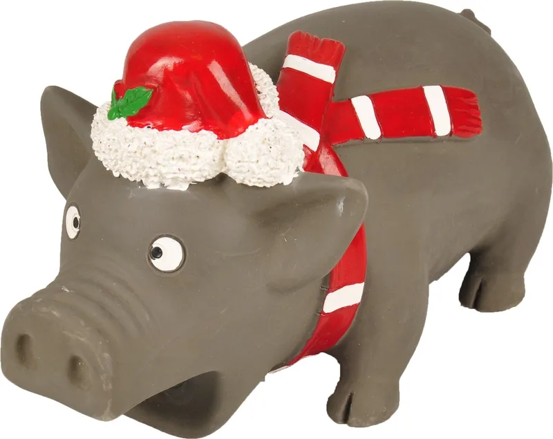 Hondenspeelgoed Kerst Varken - 21 x 12 x 12 cm de Flamingo en Gris – photo produit