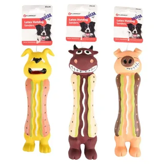 Hondenspeelgoed Latex Dier in Hotdog - Geel/Bruin - 6 x 5.5 x 21 cm by Flamingo in Yellow – product photo 2 of 3