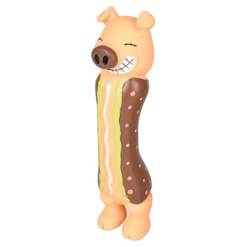 Hondenspeelgoed Latex Dier in Hotdog - Geel/Bruin - 6 x 5.5 x 21 cm by Flamingo in Yellow – product photo 3 of 3