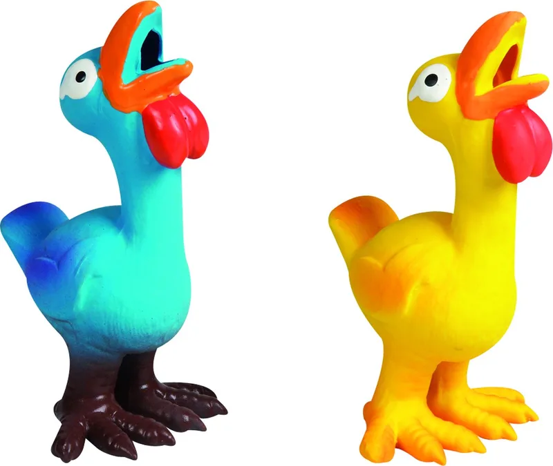 Hondenspeelgoed Latex kalkoen - Geel/Blauw - 10 x 8 x 16 cm von Flamingo in Gelb – Produktfoto