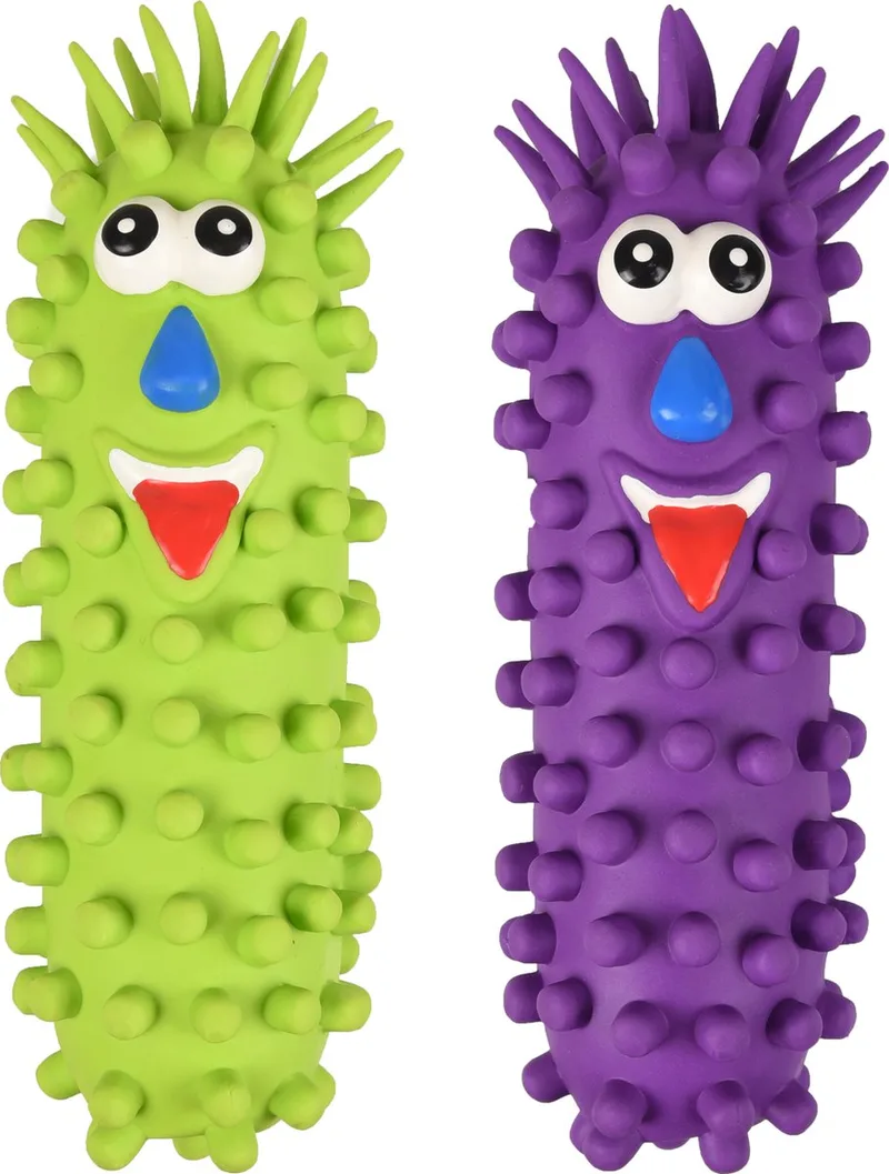 Hondenspeelgoed Latex Pret Stekelworm - Groen/Paars - 6.5 x 6.5 x 22 cm de Flamingo en Vert – photo produit