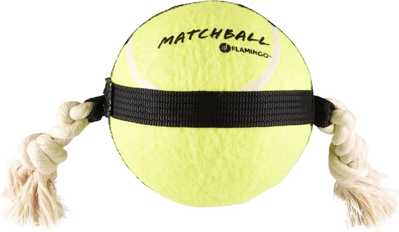 Hondenspeelgoed – Matchball tennisbal met touw – Flamingo hondenspeelgoed – hondentouw – hond bal – honden bal – 40 cm – geel von Flamingo in Geel M – Produktfoto