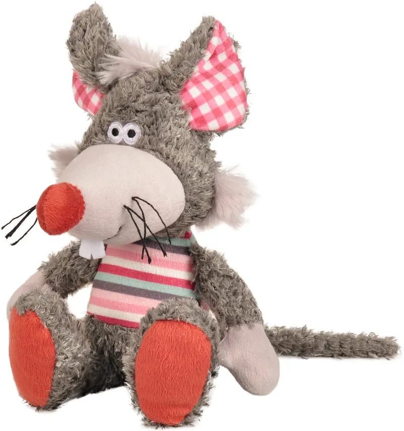 hondenspeelgoed – Molly Muis Grijs 19,5cm – pluche hondenspeeltje met squeaker – extra zacht knuffelspeelgoed voor honden fra Flamingo i Grijs2 – produktbillede