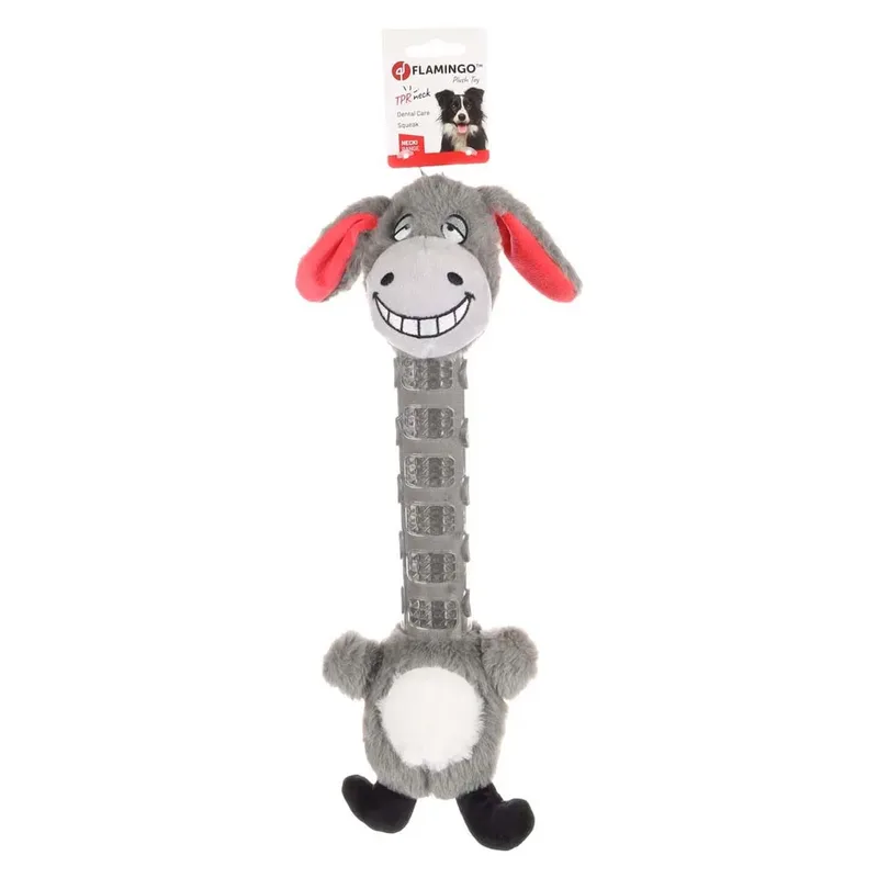 Hondenspeelgoed NECKI Ezel - Pluche - 41 x 18.5 cm by Flamingo in Grey – product photo 2 of 3