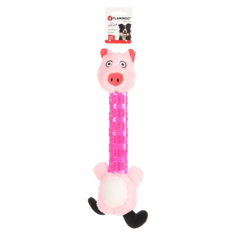 Hondenspeelgoed NECKI Varken - Pluche - Roze - 38 x 15 cm de Flamingo en Lichtroze – photo produit 2 sur 2