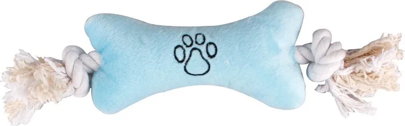 Hondenspeelgoed Pluche Been met Touw - Blauw/roze - 22 x 7.5 x 4 cm de Flamingo en Bleu – photo produit