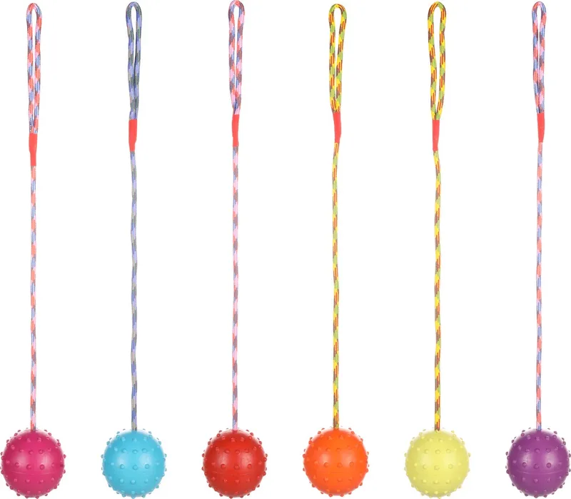 Jouet Pour Chien Rubber Ball & Bell & Rope Assorti de Flamingo en Multicolore – photo produit