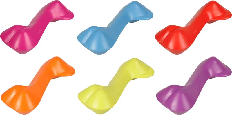 Hondenspeelgoed Rubber Bot - Blauw/Rood/Oranje/Geel/Roze/Paars - 14 x 5 x 4.5 cm by Flamingo in Blue – product photo