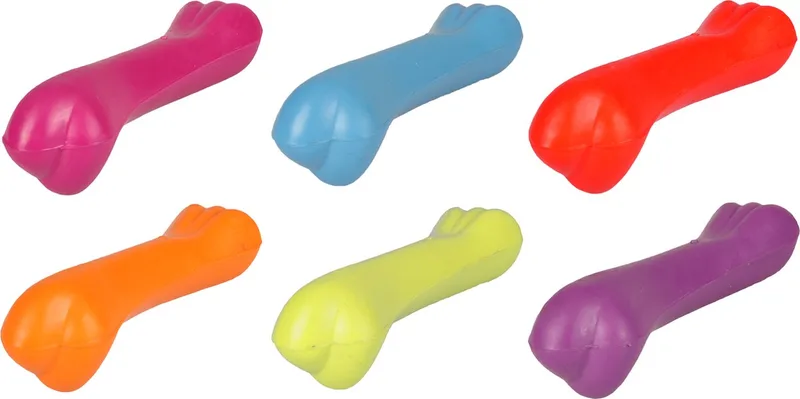 Hondenspeelgoed Rubber Bot nr.2 - Roze/Blauw/Rood/Oranje/Geel/Paars - 12 x 3.5 x 4 cm by Flamingo in Pink – product photo