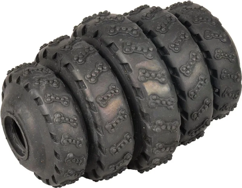 Hondenspeelgoed Rubber Gladiator Tyre Roller - 8 x 5 x 5 cm by Flamingo in Black – product photo