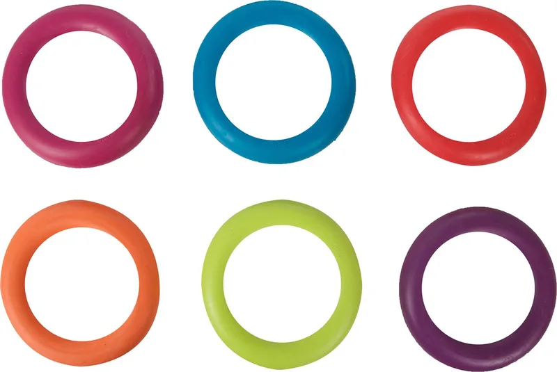 Hondenspeelgoed Rubber Ring - Roze/Blauw/Rood/Oranje/Geel/Paars - 15 cm by Flamingo in Pink – product photo 1 of 6
