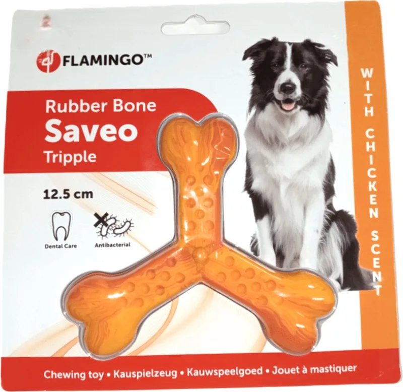 Hondenspeelgoed Saveo Trippel been - 12.5 x 11 x 3 cm de Flamingo en Orange – photo produit