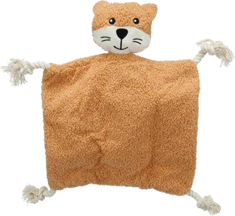 Hondenspeelgoed - Speelgoed Akra Knuffeldoek & Kat met touw Bruin - 40 x 40 x 7cm - 1st by Flamingo – product photo