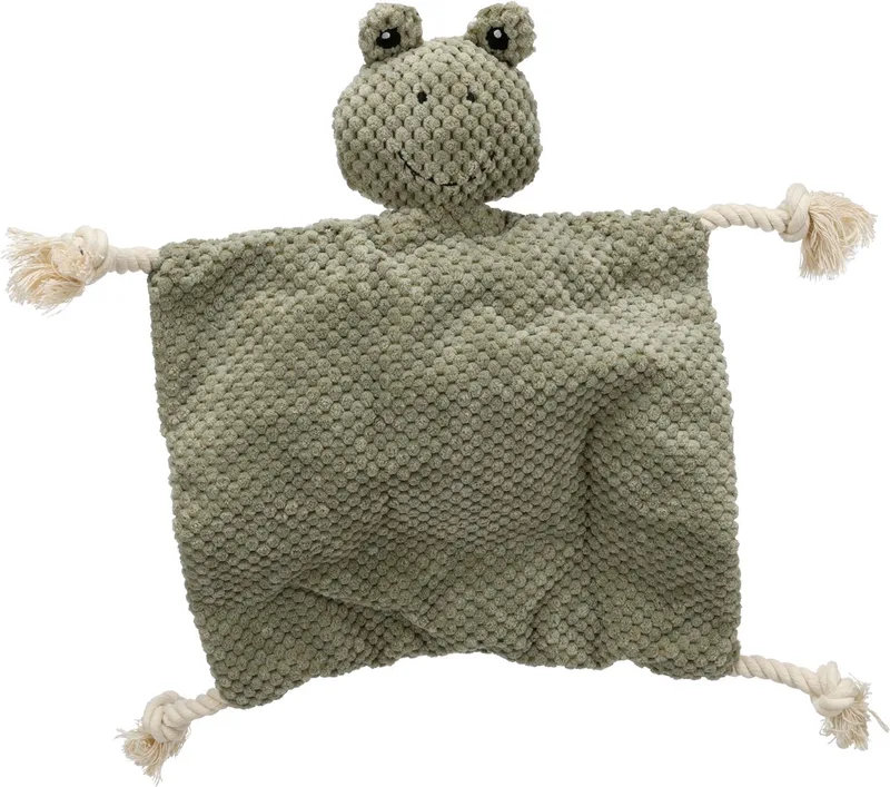 Hondenspeelgoed - Speelgoed Akra Knuffeldoek & Kikker met touw Groen - 40 x 40 x 7cm - 1st de Flamingo – photo produit