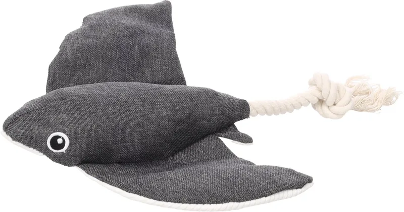 Hondenspeelgoed - Speelgoed Flipper Pijlstaartrog met touw Grijs - 36 x 28,5 x 6cm - 1st von Flamingo – Produktfoto