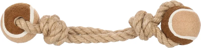 Hondenspeelgoed - Speelgoed Kush Touw Duo tennis met 2 knopen Bruin - 27 x 6,8 x 4,8cm - 1st de Flamingo – photo produit