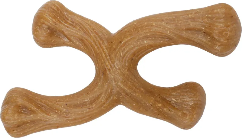 Hondenspeelgoed - Speelgoed Nyl'o Wood X-vorm met rundsmaak - 15,3 x 8,7 x 6cm - 1st de Flamingo – photo produit