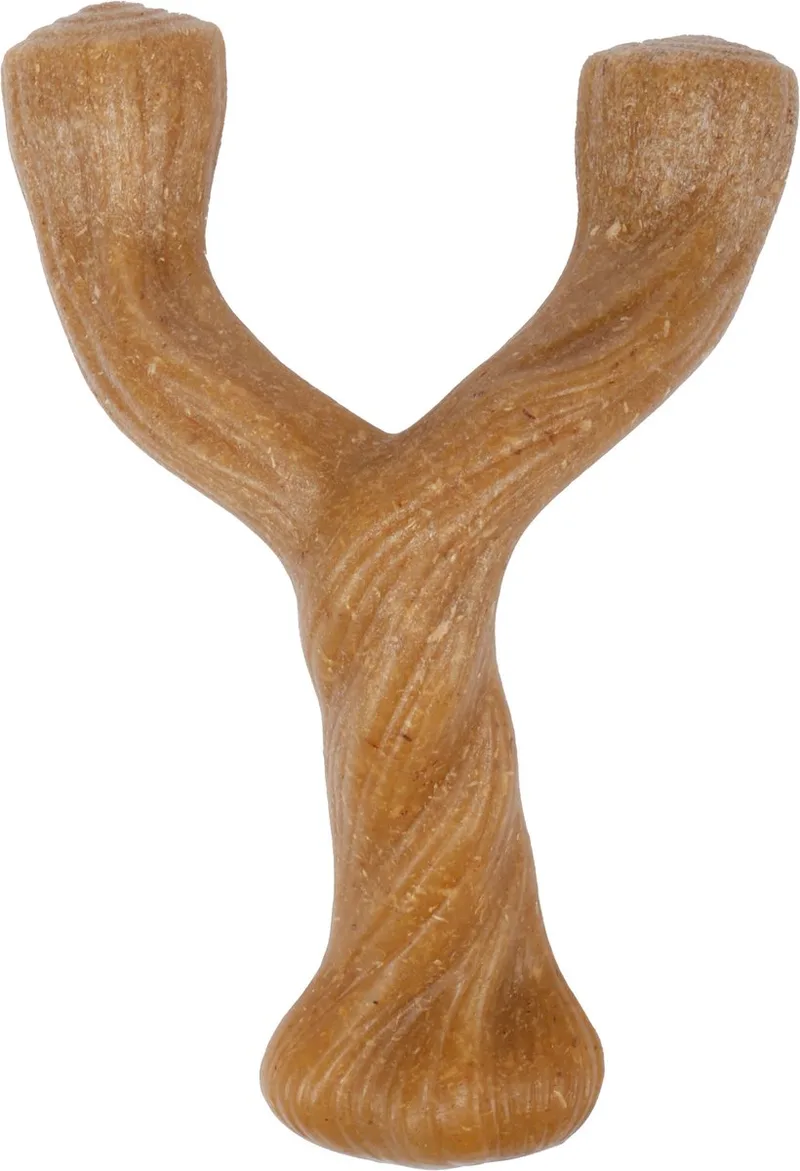 Hondenspeelgoed - Speelgoed Nyl'o Wood Y-vorm met rundsmaak - 14 x 9,5 x 5cm - 1st de Flamingo – photo produit