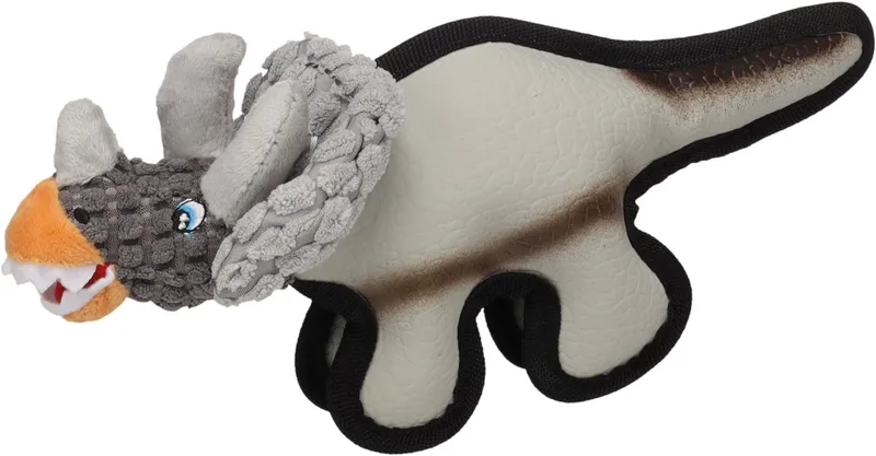 Hondenspeelgoed - Speelgoed Saura Dinosaurus Grijs - 9 x 31 x 11,5cm - 1st by Flamingo – product photo