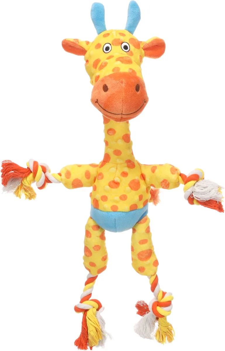 Hondenspeelgoed - Speelgoed Torris Giraf met touw Geel - 36 x 13,5 x 53,5cm - 1st de Flamingo – photo produit